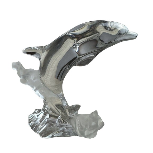 VTG LENOX Crystal Dolphin Figurine with sticker 1994 Retired Frosted & Clear EUC - Picture 3 of 6